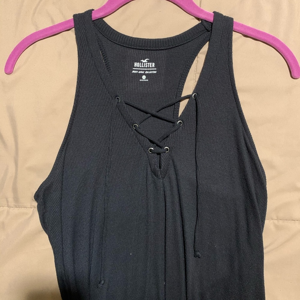 Black Hollister string tie loose tank top